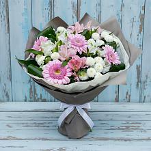 Букет цветов из:  Герберы, Альстромерии и Хризантемы в Рыбхоз