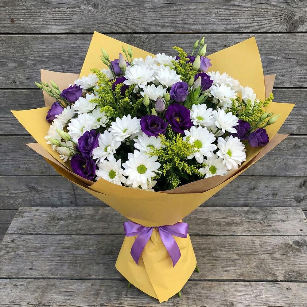 Букет цветов из: Ирисы, Хризантемы и Ромашки в Рыбхоз