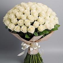 Букет 101 беля роза Белоснежка в Рыбхоз