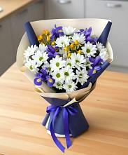 Букет цветов из:  Розы, Ирисы и Хризантемы в Рыбхоз