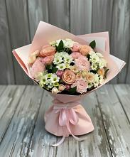Букет цветов из:  Гвоздики, Розы и Хризантемы в Рыбхоз