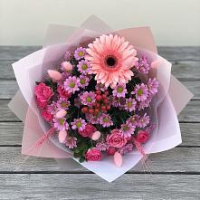 Букет цветов из:  Розы, Герберы и Хризантемы #REPLACE_PRED# Рыбхоз