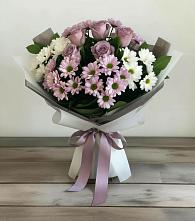 Букет цветов из:  Хризантемы и Розы в Рыбхоз