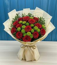 Букет цветов из:  Розы и Хризантемы в Рыбхоз