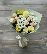 Букет цветов из:  Альстромерии, Розы и Хризантемы в Рыбхоз